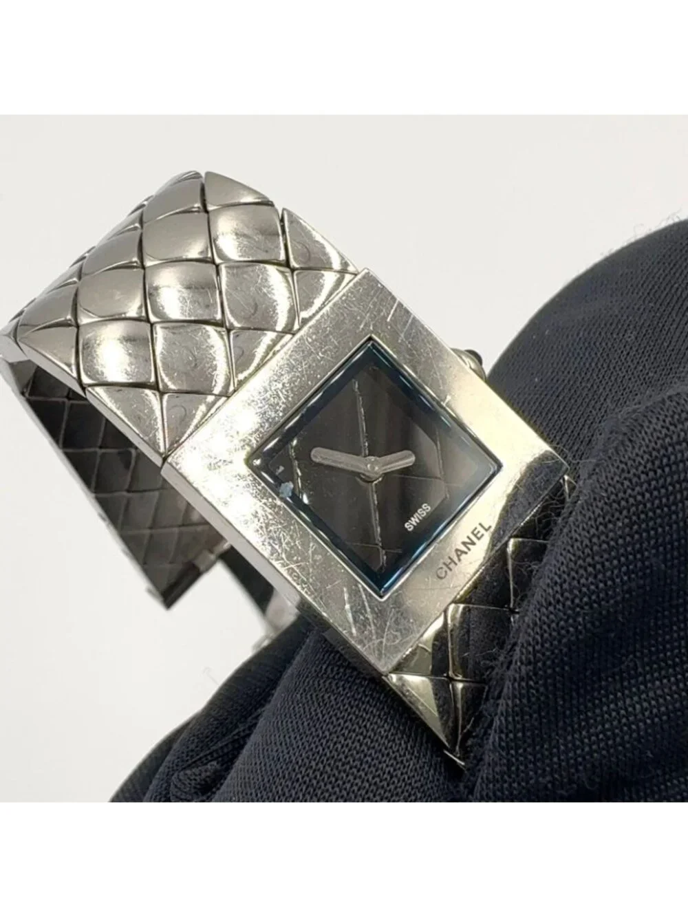Chanel Quilted SS Silver Black
